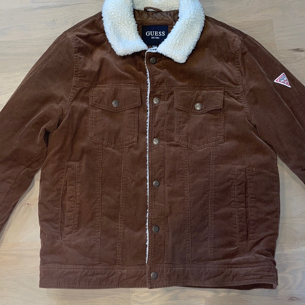 Corduroy Guess Jacket with Sherpa
